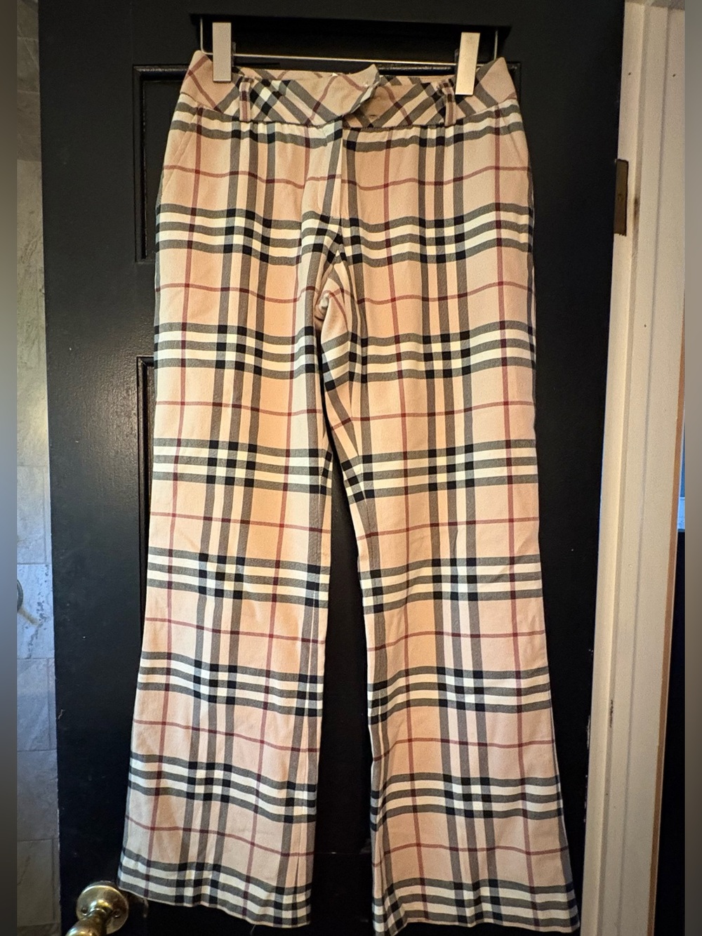 Burberry Plaid Trousers in Beige, classic Brit check